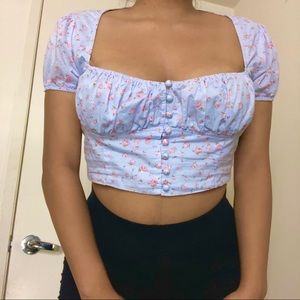 🌱PRINCESS POLLY BLUE FLORAL TOP🌱